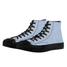 Load image into Gallery viewer, Ti Amo I love you - Exclusive Brand - Cloudy Blue Denim - High Top Canvas Shoes - Black  Soles
