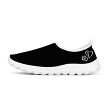 Load image into Gallery viewer, Ti Amo I love you - Exclusive Brand - Black - Double White Heart - Women&#39;s Mesh Running Shoes - White Soles
