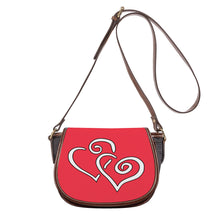 Load image into Gallery viewer, Ti Amo I love you - Exclusive Brand - Red Pink - Double White Heart - Saddle Bag
