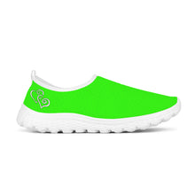 Load image into Gallery viewer, Ti Amo I love you - Exclusive Brand - Florescent Green - Double White Heart - Women&#39;s Mesh Running Shoes - White Soles
