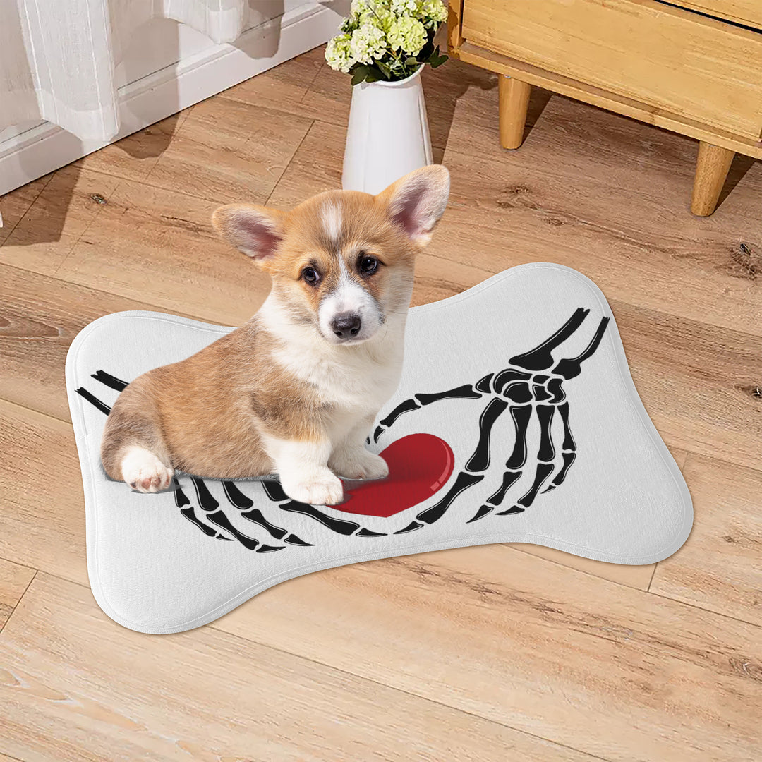 Ti Amo I love you - Exclusive Brand  - White - Skeleton Hands with Heart  - Big Paws Pet Rug