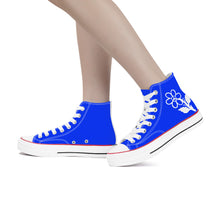 Load image into Gallery viewer, Ti Amo I love you - Exclusive Brand - Blue Blue Eyes - White Daisy - High Top Canvas Shoes - White  Soles
