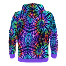 Load image into Gallery viewer, Ti Amo I love you - Exclusive Brand - Blue Zodiac, Curious Blue, Malachite, Purple Heart Tie-Dye - with Heliotrope 3 Hem -  Women&#39;s Zip Hoodie - Sozes XS-4XL
