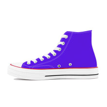 Load image into Gallery viewer, Ti Amo I love you - Exclusive Brand - Dark Purple - White Daisy - High Top Canvas Shoes - White  Soles
