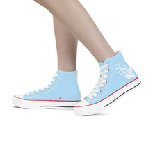 Load image into Gallery viewer, Ti Amo I love you - Exclusive Brand - Regent St Blue - White Daisy - High Top Canvas Shoes - White  Soles
