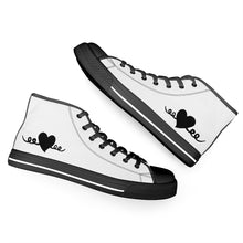 Load image into Gallery viewer, Ti Amo I love you - Exclusive Brand - White - Black Heart High-Top Canvas Shoes - Black Soles
