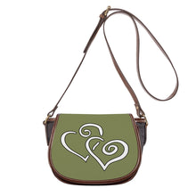 Load image into Gallery viewer, Ti Amo I love you - Exclusive Brand - Hazel Green - Double White Heart - Saddle Bag
