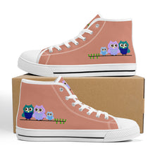 Load image into Gallery viewer, Ti Amo I love you  - Exclusive Brand - Pale Copper - 3 Owls - High-Top Canvas Shoes - White
