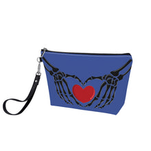 Load image into Gallery viewer, Ti Amo I love you - Exclusive Brand - Chambray Blue - Skeleton Hands with Heart - Sling Cosmetic Bag
