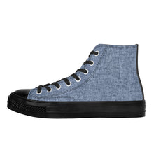 Load image into Gallery viewer, Ti Amo I love you - Exclusive Brand - Light Slate Grey Denim - Angry Fish - High Top Canvas Shoes - Black  Soles
