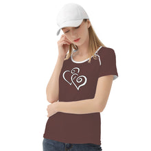 Load image into Gallery viewer, TI Amo I love you - Exclusive Brand - Rose Ebony  - Double White Heart - Women&#39;s T shirt
