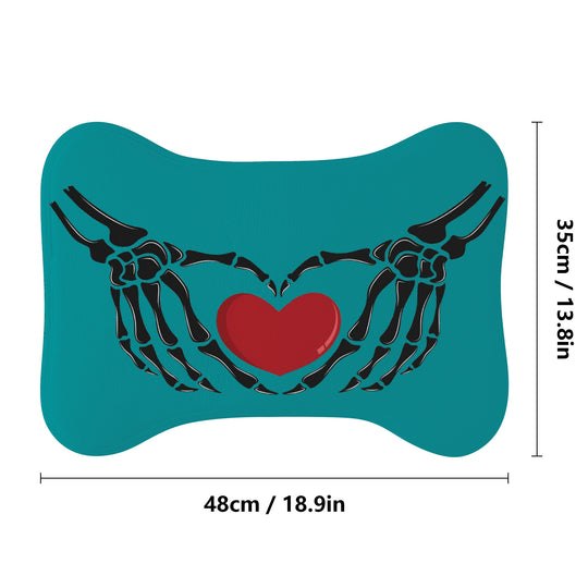 Ti Amo I love you - Exclusive Brand - Persian Green - Skeleton Hands with Heart  - Big Paws Pet Rug