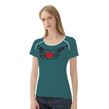 Load image into Gallery viewer, Ti Amo I love you - Exclusive Brand  - Casal - Skeleton Hands with Heart  -Women&#39;s T shirt
