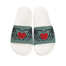 Load image into Gallery viewer, Ti Amo I love you - Exclusive Brand - AuroMetalSaurus - Skeleton Hands with Heart -  Slide Sandals - White Soles
