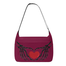 Load image into Gallery viewer, Ti Amo I love you - Exclusive Brand - Claret Red - Skeleton Heart Hands  -  Journey Computer Shoulder Bag
