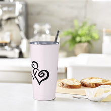 Load image into Gallery viewer, Ti Amo I love you - Exclusive Brand - Prim - Double Black Heart - 20oz Stainless Steel Straw Lid Cup
