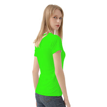 Load image into Gallery viewer, TI Amo I love you - Exclusive Brand - Florescent Green - Double White Heart - Women&#39;s T shirt
