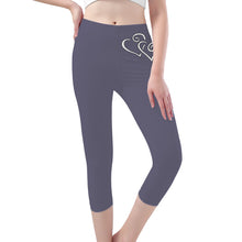 Load image into Gallery viewer, Ti Amo I love you -Exclusive Brand - Dolphin - Double White Heart - Womens / Teen Girls / Womens Plus Size - Capri Yoga Leggings - Sizes XS-3XL
