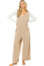 Load image into Gallery viewer, Parchment Corded Tie Straps V Neck Wide Leg Jumpsuit
