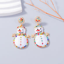 Load image into Gallery viewer, Alloy Rhinestone Snowman Earrings
