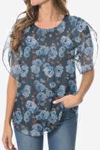 Load image into Gallery viewer, Printed Round Neck Curved Hem Blouse
