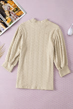 Load image into Gallery viewer, Apricot Vintage Textured Puff Sleeve Mock Neck Top
