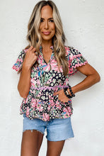 Load image into Gallery viewer, Pink Ricrac Floral Tiered Short Sleeve Blouse
