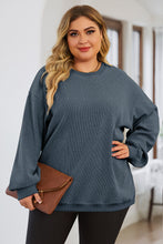 Load image into Gallery viewer, Plus Size Round Neck Dropped Shoulder Sweatshirt
