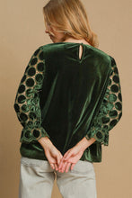 Load image into Gallery viewer, Umgee Polka Dot Lace Long Sleeve Round Neck Blouse

