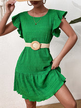 Load image into Gallery viewer, Textured Round Neck Ruffle Hem Dress
