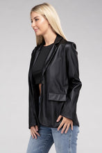 Load image into Gallery viewer, Sleek Pu Leather Blazer with Front Closure
