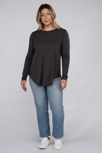 Load image into Gallery viewer, Plus Long Sleeve Round Neck Round Hem Top
