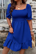 Load image into Gallery viewer, Plus Size Smocked Square Neck Short Sleeve Dress
