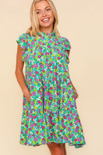 Load image into Gallery viewer, Haptics Frilled Mock Neck Ditsy Floral Dress
