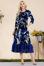 Load image into Gallery viewer, Celeste Full Size Paisley Print Lace Ruffled Midi Dress
