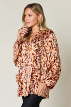 Load image into Gallery viewer, Double Take Full Size Printed Ruffle Trim Balloon Sleeve Shirt
