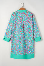 Load image into Gallery viewer, Green Plus Size Palm Pattern Long Sleeve Shift Dress
