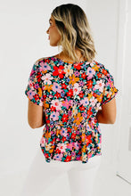 Load image into Gallery viewer, Womens - Colorful Floral Ruffle Peplum Short Sleeves Blouse
