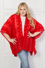 Load image into Gallery viewer, Justin Taylor Pom-Pom Asymmetrical Poncho Cardigan in Red
