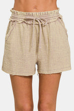 Load image into Gallery viewer, Zenana Washed Frayed Hem Drawstring Shorts
