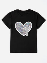 Load image into Gallery viewer, Graphic Heart Round Neck Short Sleeve T-Shirt
