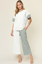 Load image into Gallery viewer, Double Take Full Size Texture Contrast T-Shirt and Wide Leg Pants Set
