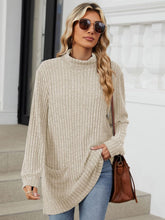 Load image into Gallery viewer, Ribbed Mock Neck Long Sleeve T-Shirt
