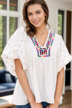 Load image into Gallery viewer, Printed V-Neck Puff Sleeve Blouse
