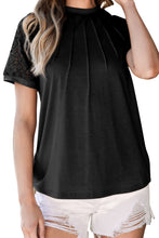 Load image into Gallery viewer, Pale Khaki Seamed Detail Contrast Lace Raglan Sleeve Tee
