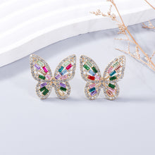 Load image into Gallery viewer, Alloy Inlaid Rhinestone Butterfly Earrings
