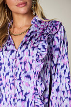 Load image into Gallery viewer, Double Take Full Size Printed Ruffle Trim Balloon Sleeve Shirt
