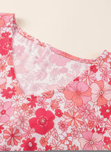 Load image into Gallery viewer, Pink Boho Floral V Neck Kimono Style Blouse
