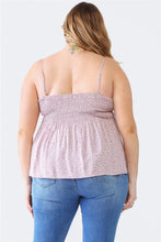 Load image into Gallery viewer, Zenobia Plus Size Frill Smocked Floral Sweetheart Neck Cami
