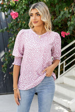 Load image into Gallery viewer, Polka Dot Round Neck Lantern Sleeve Blouse
